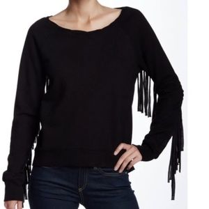 Pam& Gela Black Fringe Sweatshirt
